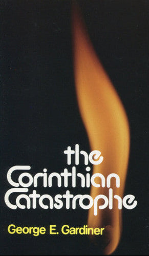 Book cover of 'The Corinthian Catastrophe' with a flame design on a black background