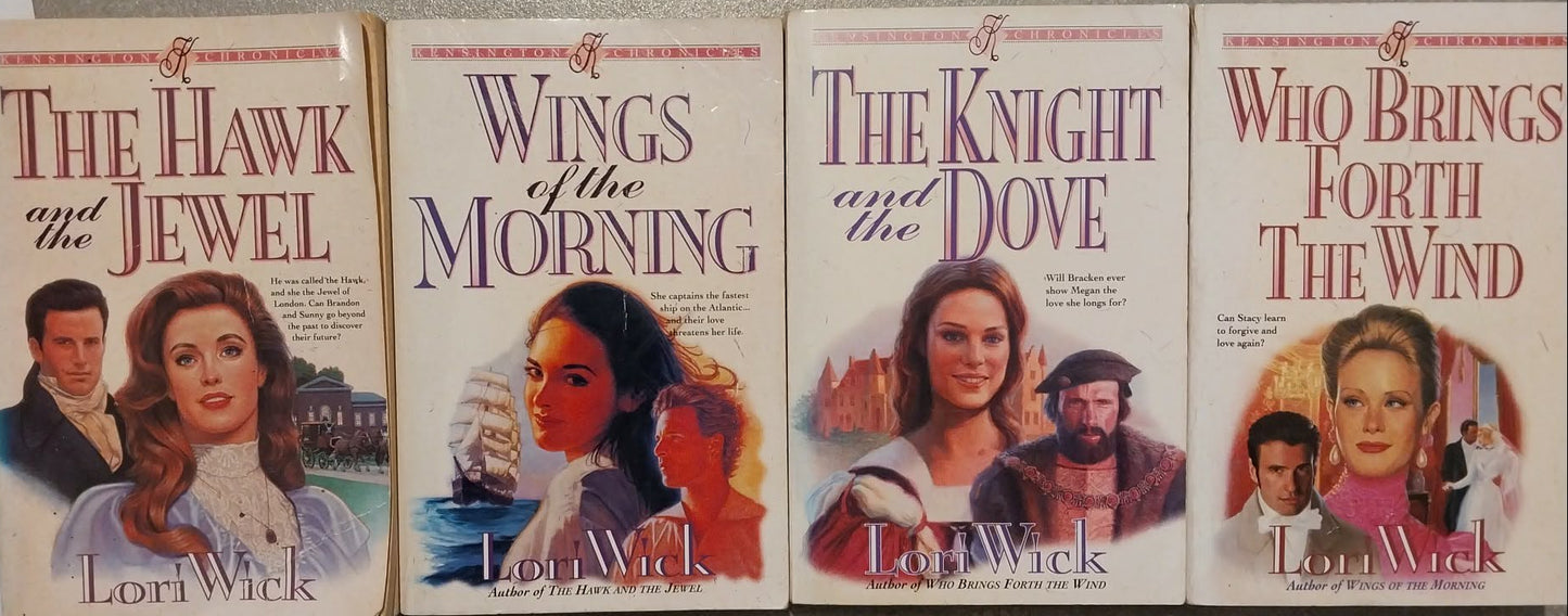 Set of four vintage books with covers featuring couples and scenic illustrations.
