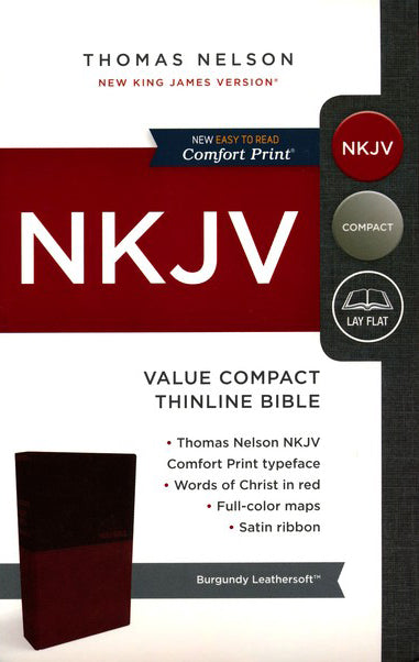 NKJV Value Compact Thinline Bible, Imitation Leather, Burgundy