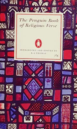 The Penguin Book of Religious Verse paperback book with a colorful geometric patterned cover, featuring a cream-colored title label, set against a plain white background.