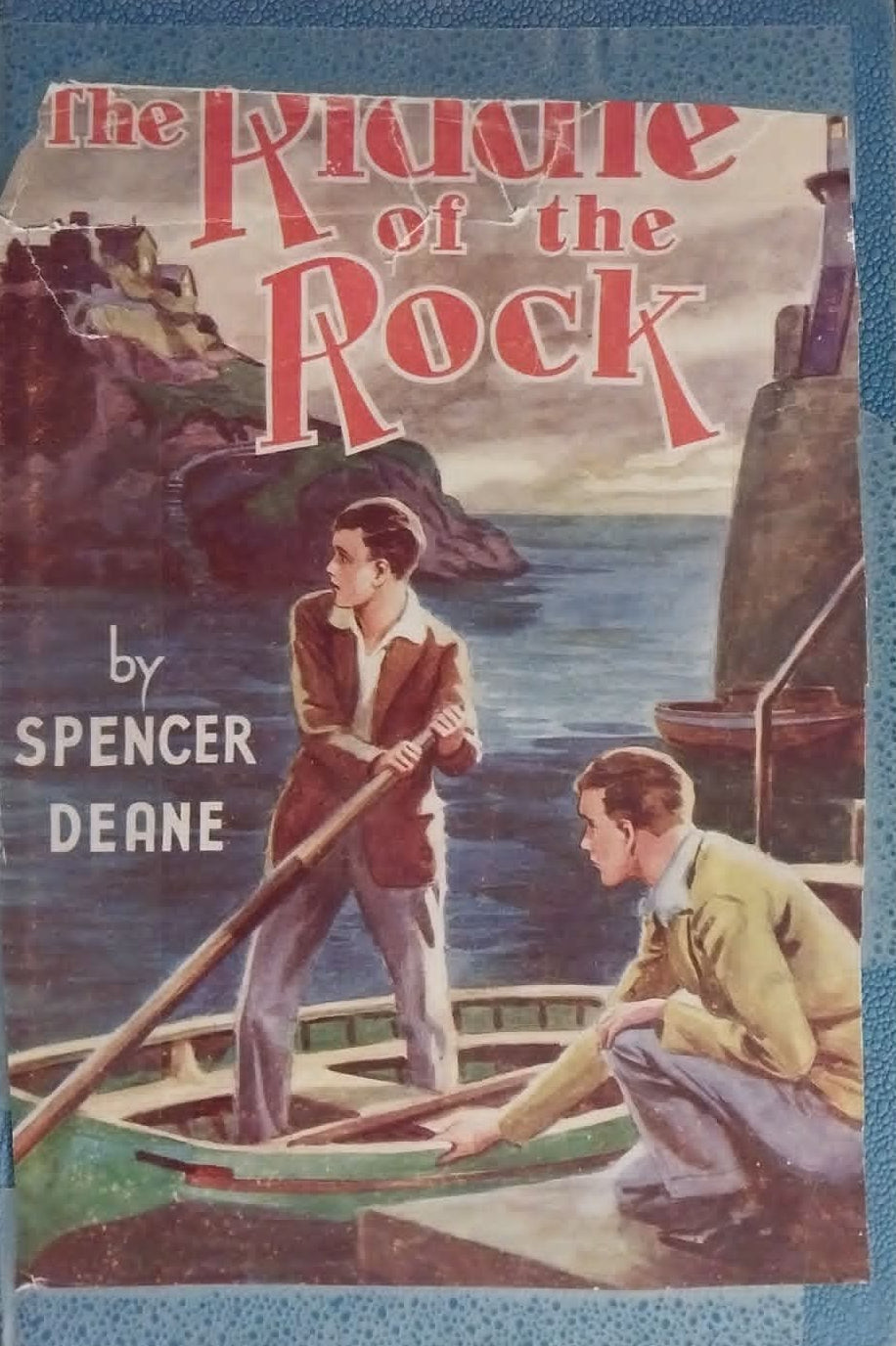 Book cover of 'The Righte of the Rock' by Spencer Deane with illustration of two men on a boat.