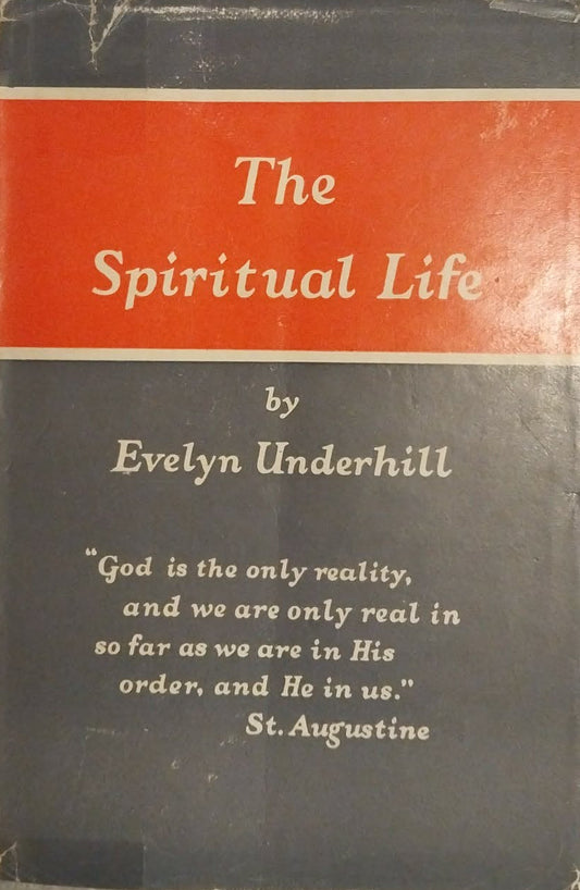 Book titled 'The Spiritual Life' by Evelyn Underhill on a gray background