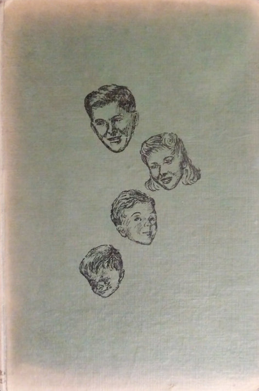 Book cover with illustrations of faces on a textured surface